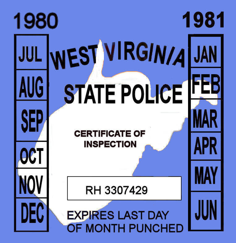 1980-81 West Virginia inspection sticker 1980-81 West Virginia inspection sticker